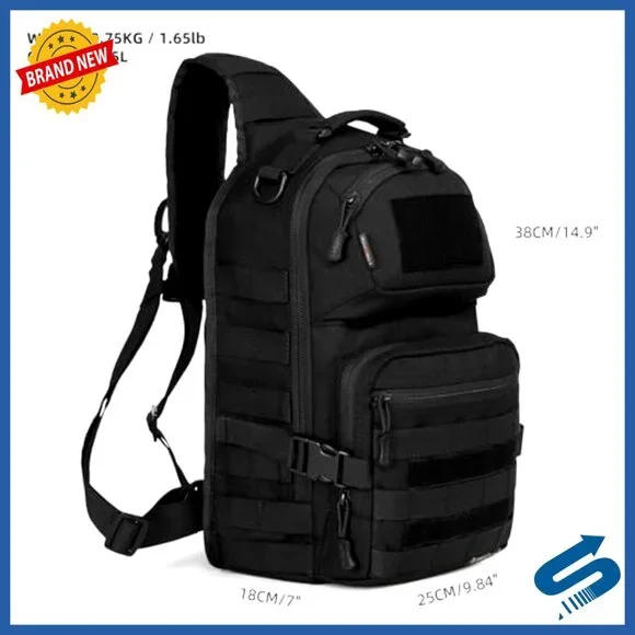 Tactical Crossbody Sling Bag 15L Molle Laptop Travel Hiking Backpack